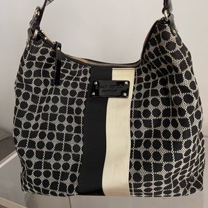 Kate Spade Noel jacquard stripe shoulder bag, black/white